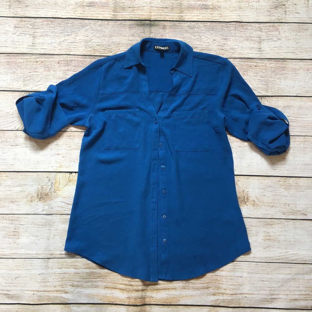 Express royal blue button blouse